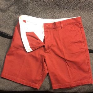 Red Docker cargo style shorts